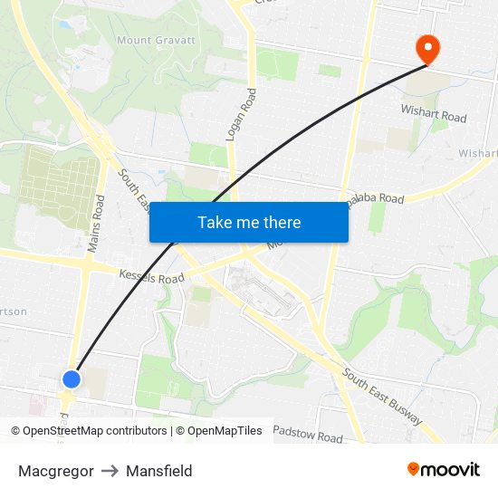Macgregor to Mansfield map