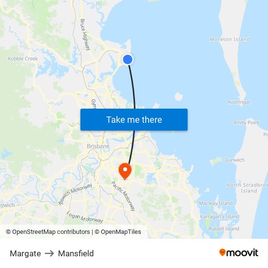 Margate to Mansfield map
