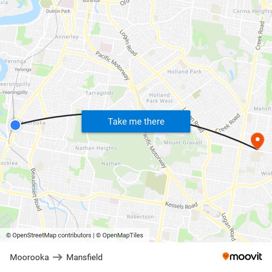 Moorooka to Mansfield map