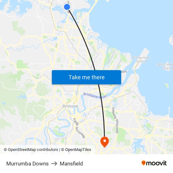 Murrumba Downs to Mansfield map