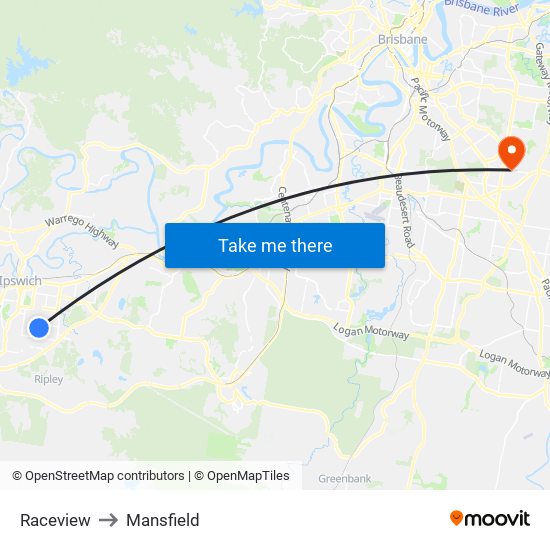 Raceview to Mansfield map