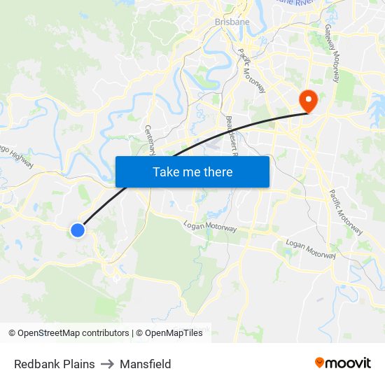 Redbank Plains to Mansfield map
