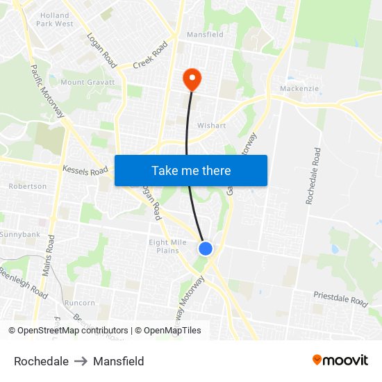Rochedale to Mansfield map