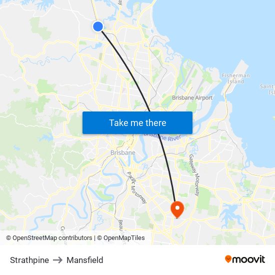 Strathpine to Mansfield map