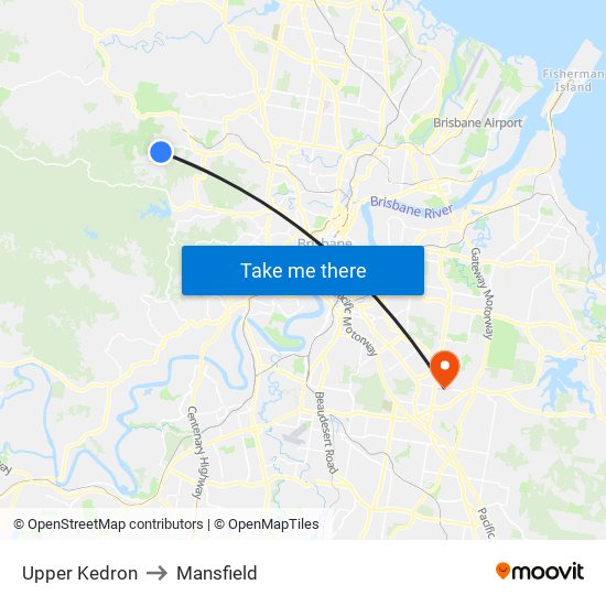 Upper Kedron to Mansfield map