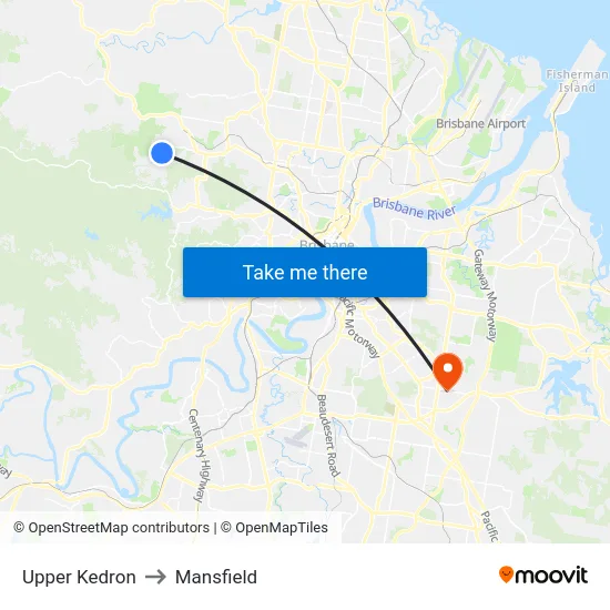 Upper Kedron to Mansfield map