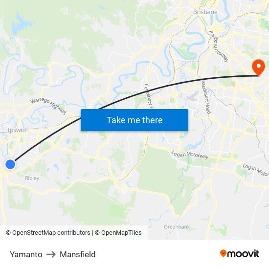Yamanto to Mansfield map
