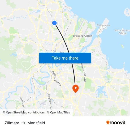 Zillmere to Mansfield map