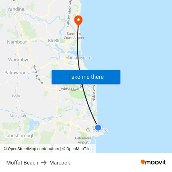 Moffat Beach to Marcoola map