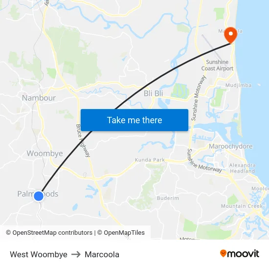 West Woombye to Marcoola map