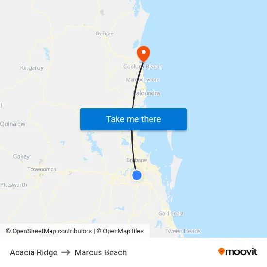 Acacia Ridge to Marcus Beach map