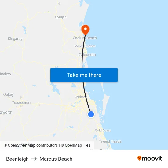Beenleigh to Marcus Beach map