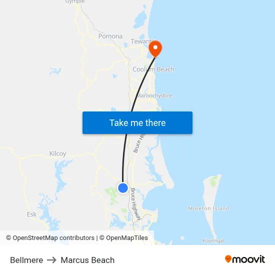 Bellmere to Marcus Beach map