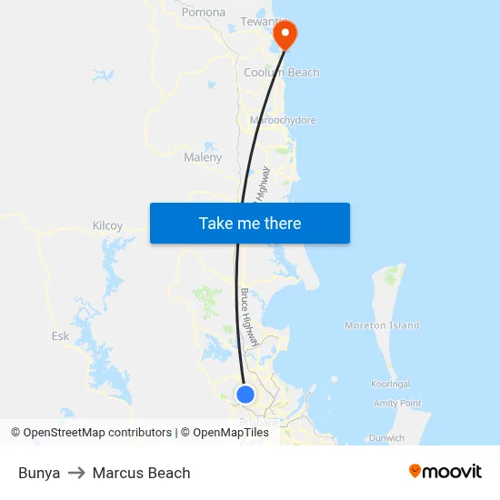 Bunya to Marcus Beach map