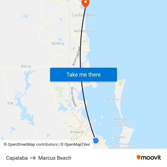Capalaba to Marcus Beach map