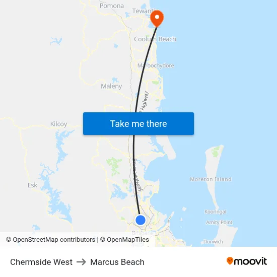 Chermside West to Marcus Beach map
