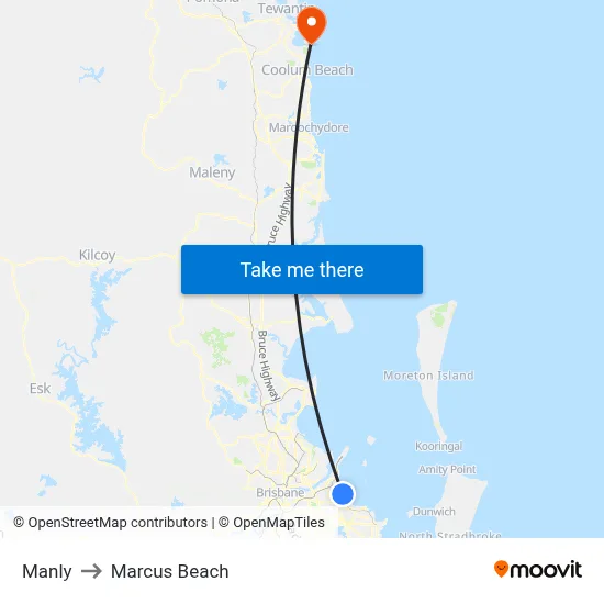 Manly to Marcus Beach map