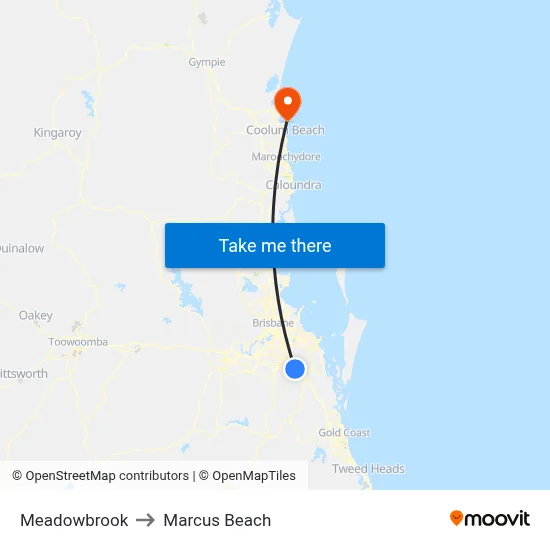 Meadowbrook to Marcus Beach map