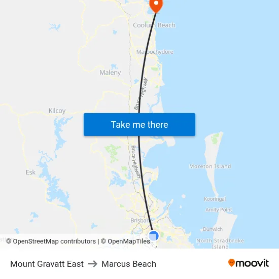 Mount Gravatt East to Marcus Beach map