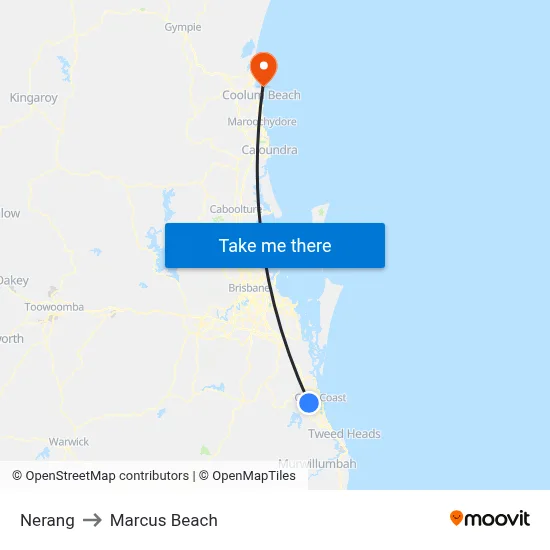 Nerang to Marcus Beach map