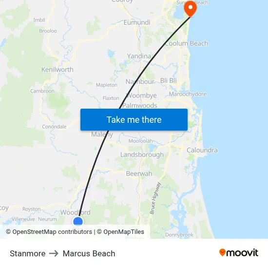 Stanmore to Marcus Beach map