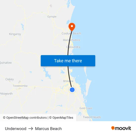 Underwood to Marcus Beach map