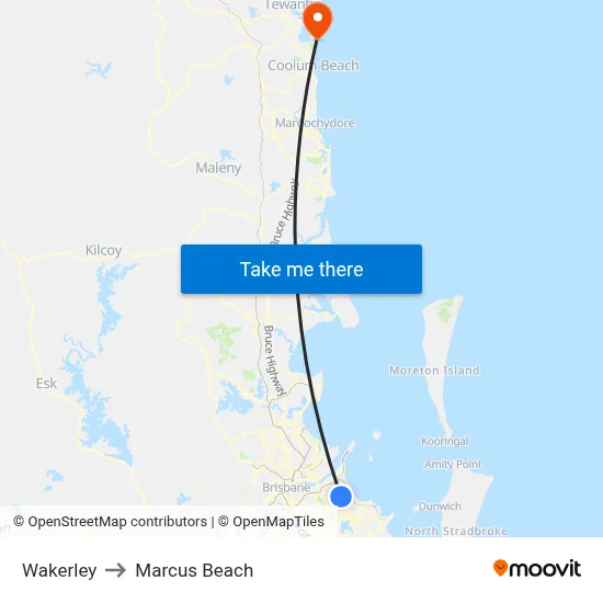 Wakerley to Marcus Beach map