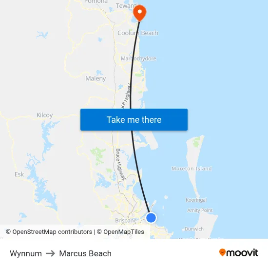 Wynnum to Marcus Beach map