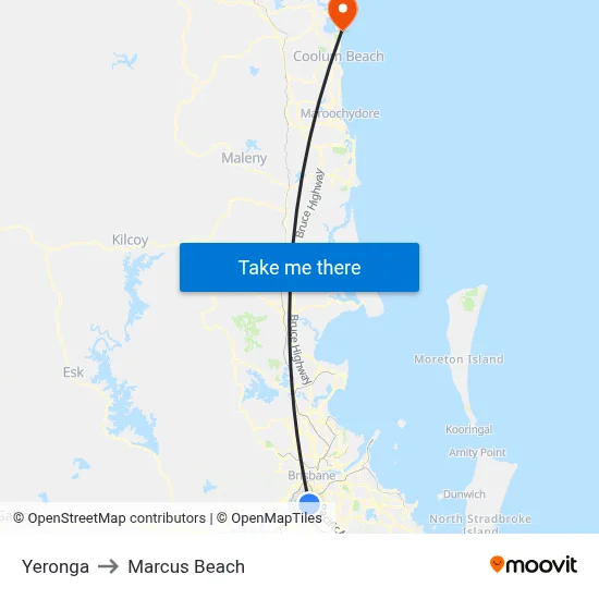 Yeronga to Marcus Beach map