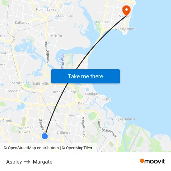 Aspley to Margate map