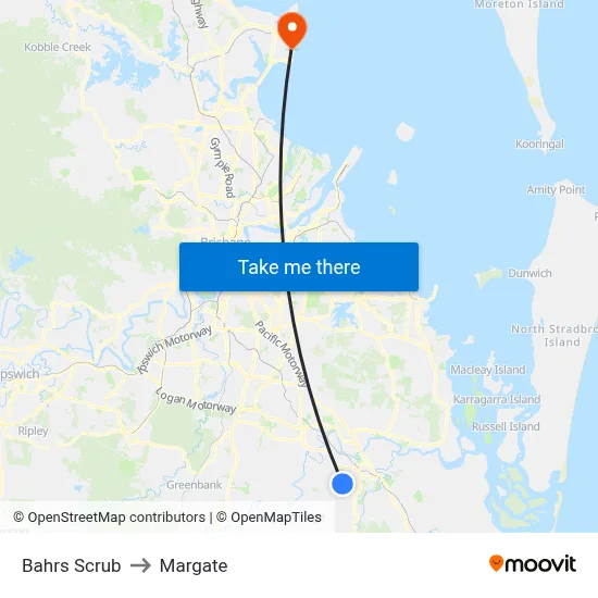 Bahrs Scrub to Margate map