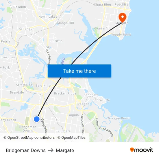 Bridgeman Downs to Margate map