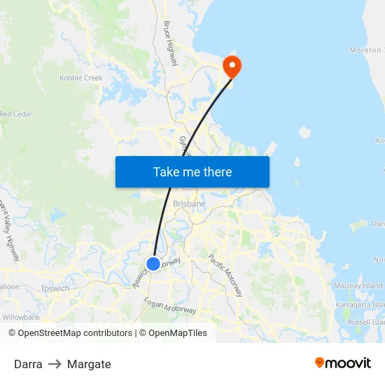Darra to Margate map