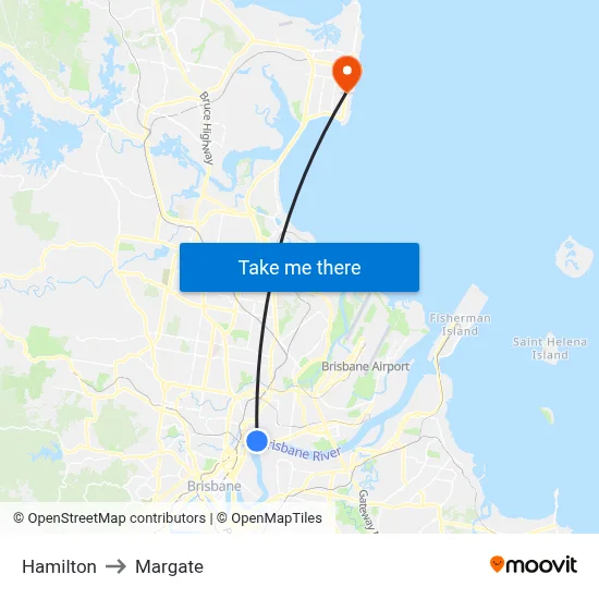 Hamilton to Margate map