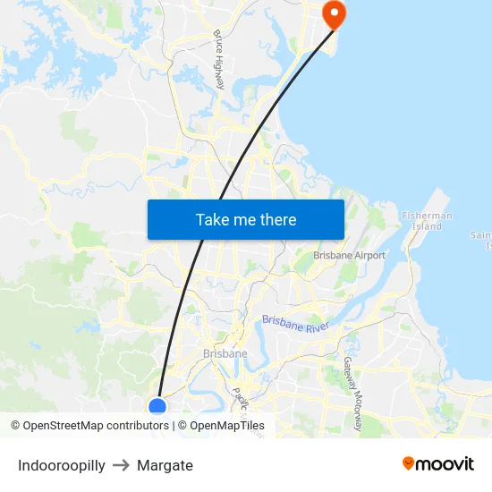 Indooroopilly to Margate map