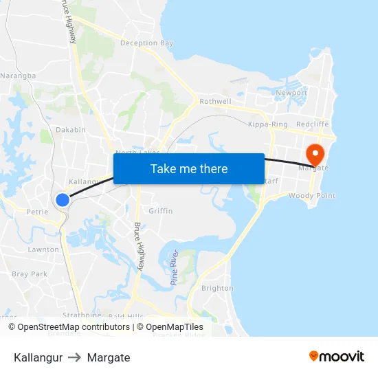 Kallangur to Margate map