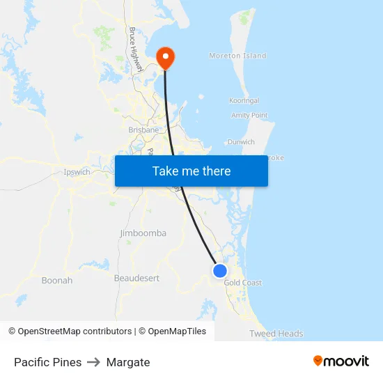 Pacific Pines to Margate map
