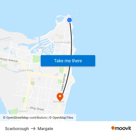 Scarborough to Margate map