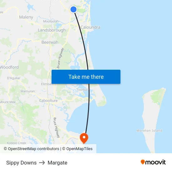 Sippy Downs to Margate map