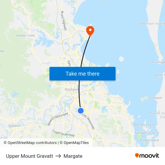 Upper Mount Gravatt to Margate map