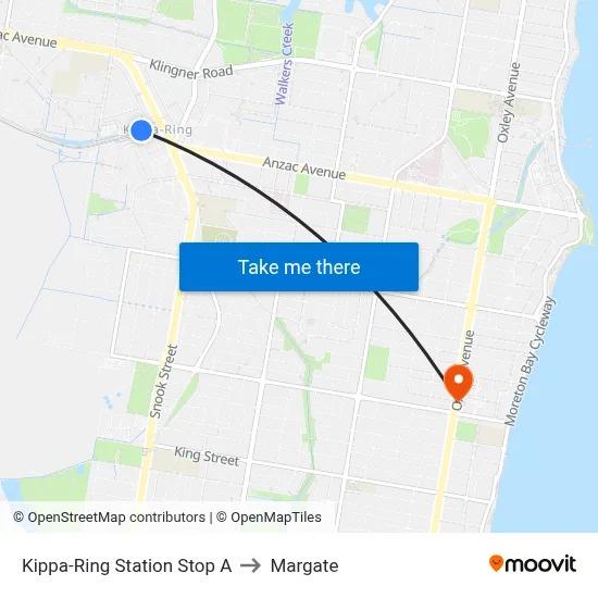 Kippa-Ring Station Stop A to Margate map