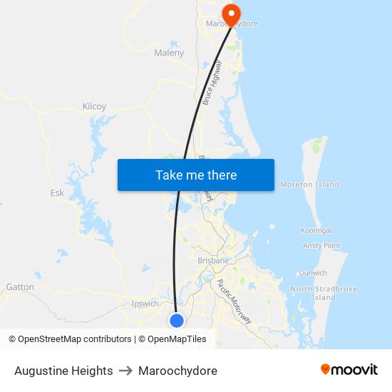 Augustine Heights to Maroochydore map