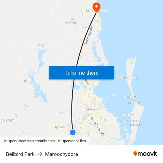 Bellbird Park to Maroochydore map