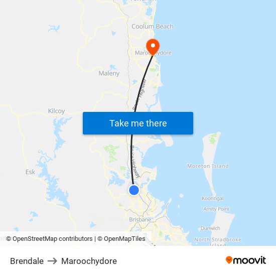 Brendale to Maroochydore map