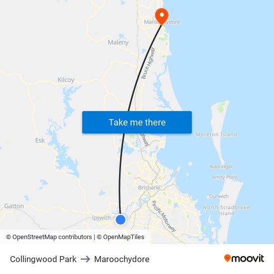 Collingwood Park to Maroochydore map