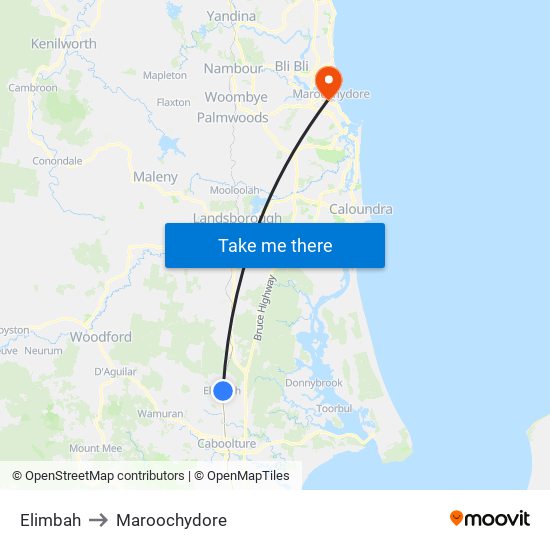 Elimbah to Maroochydore map