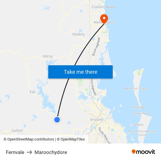 Fernvale to Maroochydore map