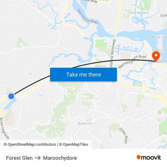 Forest Glen to Maroochydore map