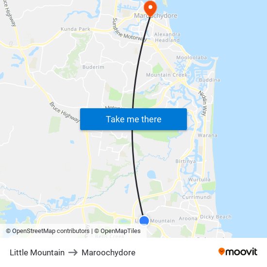 Little Mountain to Maroochydore map