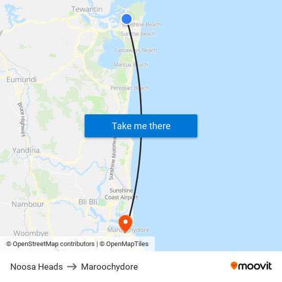 Noosa Heads to Maroochydore map